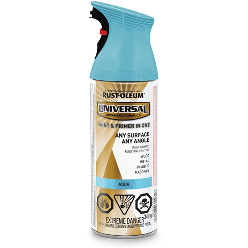 Universal&reg; Enamel Paint & Primer In One, Aqua Blue, Satin, Aerosol Can EastCoast Offshore Supplies