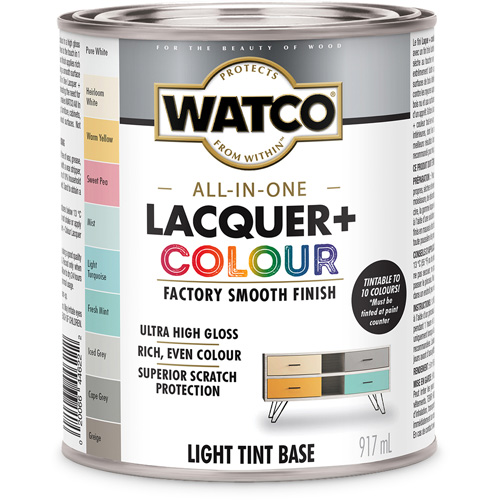 Composant de base clair pour finition laqu&eacute;e + couleur tout-en-un Watco, 946 ml, Base &agrave; ton clair, Tr&egrave;s brillant EastCoast Offshore Supplies