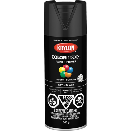 COLORmaxx Paint + Primer, Black, Semi-Flat, 12 oz., Aerosol Can EastCoast Offshore Supplies