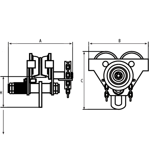 Chariots ajustables, 1000 lb (0,5 tonne) Capacit&eacute;, 2-11/16" - 5-1/4" EastCoast Offshore Supplies
