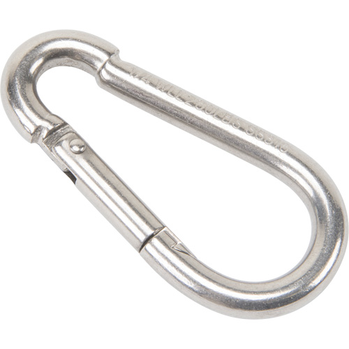 Mousqueton en acier inoxydable, 260 lb (0,13 tonne) Charge d'utilisation max., 1/4" Taille, 3/8" Oeil EastCoast Offshore Supplies