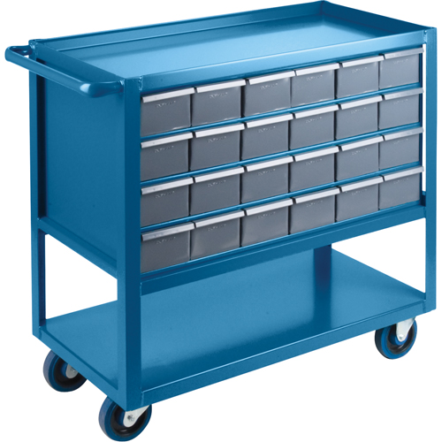 Drawer Shelf Cart, 1200 lbs. Capacity, Steel, 18" x W, 35" x H, 36" D, Rubber Wheels, All-Welded, 24 Drawers EastCoast Offshore Supplies