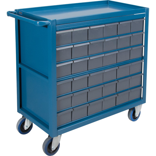 Drawer Shelf Cart, 1200 lbs. Capacity, Steel, 18" x W, 35" x H, 36" D, Rubber Wheels, All-Welded, 36 Drawers EastCoast Offshore Supplies