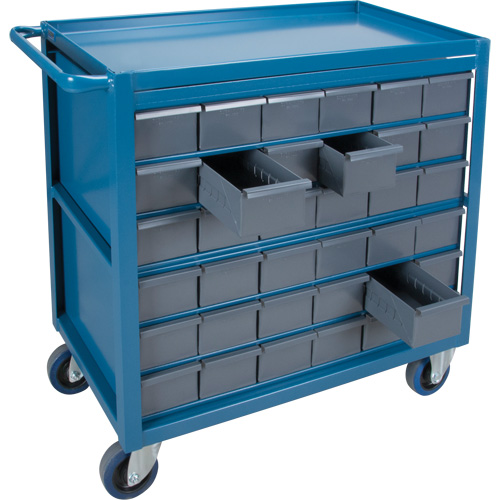 Drawer Shelf Cart, 1200 lbs. Capacity, Steel, 18" x W, 35" x H, 36" D, Rubber Wheels, All-Welded, 36 Drawers EastCoast Offshore Supplies