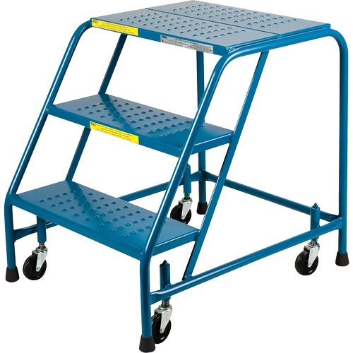 CSA-Certified Rolling Step Ladder, 3 Steps, 22" Step Width, 28" Platform Height, Steel EastCoast Offshore Supplies