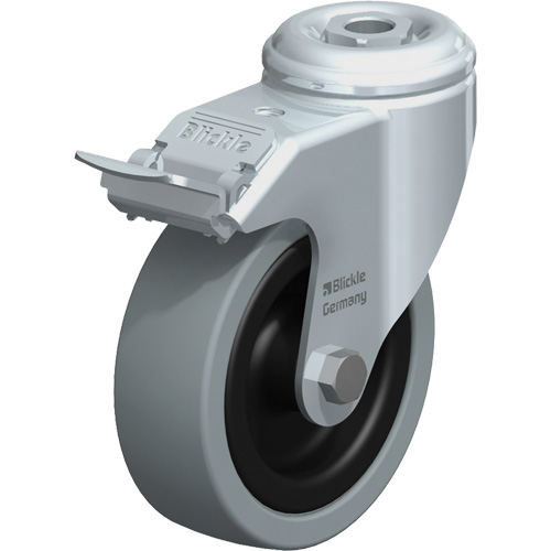 Roulette pour usage l&eacute;ger, Pivotant avec frein, 4" (101,6 mm), Caoutchouc plein, 242 lb (110 kg) EastCoast Offshore Supplies