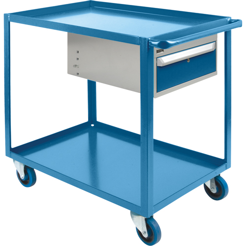 Chariots &agrave; tablettes avec tiroir, 1200 lb Capacit&eacute;, Acier, 24" x la, 36" x ha, 39" p, Roues en Caoutchouc, Enti&egrave;rement soud&eacute;, 1 tirroirs EastCoast Offshore Supplies