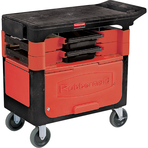 Trades Carts With Lockable Cabinet, 2 Drawers, 38" L x 19-1/4" W x 33-3/8" H, Black EastCoast Offshore Supplies