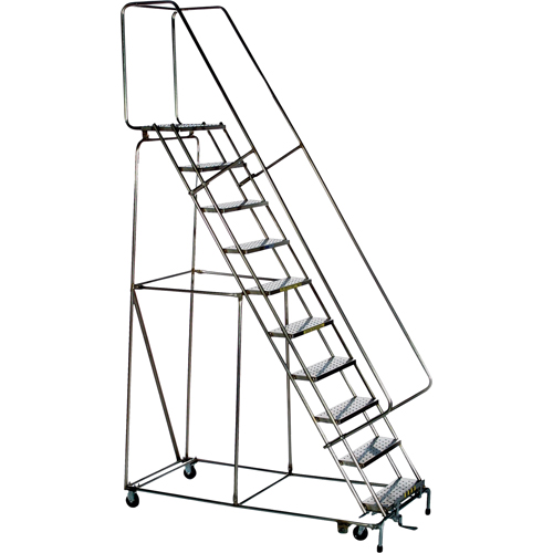Lockstep Rolling Ladders, 9 Steps, 24" Step Width, 90" Platform Height, Stainless Steel EastCoast Offshore Supplies