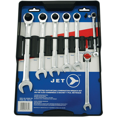 Jeu de cl&eacute;s longues RCWS-7M, Combinaison &agrave; cliquet, 7 morceaux, M&eacute;trique EastCoast Offshore Supplies