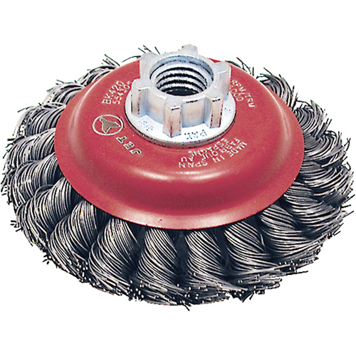 BK420T Knot Twisted Conical Brush, 4" Dia., 0.02" Fill, 5/8"-11 Arbor, Steel EastCoast Offshore Supplies