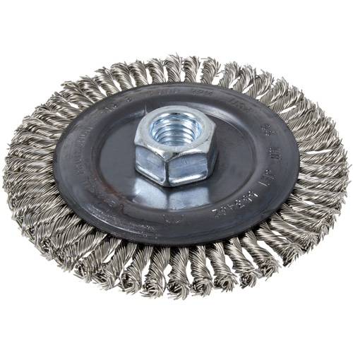 Stringer Bead Brush, 5" Dia., 0.022" Fill, 5/8"-11 Arbor, Stainless Steel EastCoast Offshore Supplies