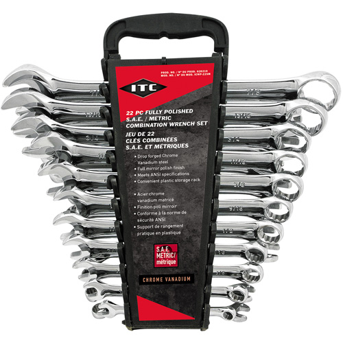 Jeu de cl&eacute;s ICWP-22SM, Combinaison, 22 morceaux, Imp&eacute;rial et m&eacute;trique EastCoast Offshore Supplies
