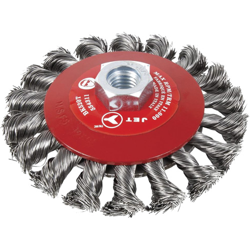 Knot Twisted Conical Bevel Brush, 6" Dia., 0.02" Fill, 5/8"-11 Arbor, Steel EastCoast Offshore Supplies