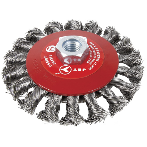 BK520T Knot-Twisted Conical Bevel Brush, 5" Dia., 5/8-11 Arbor EastCoast Offshore Supplies