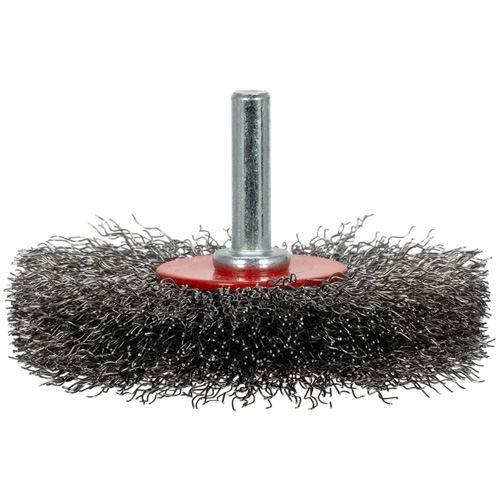 Brosse radiale &agrave; fils cr&ecirc;p&eacute;s mont&eacute; sur mandrin ER300-12, 3", Fils ,012" EastCoast Offshore Supplies