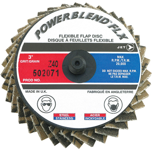 Disque &agrave; lamelles &agrave; rouler Powerblend FLX, 3" x Type R, Grain Z40, Alumine de zirconium EastCoast Offshore Supplies