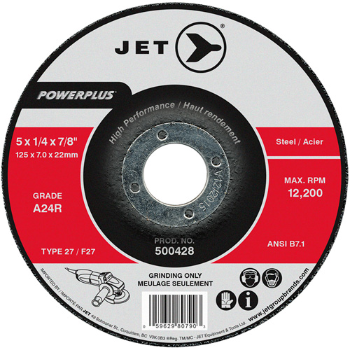 Meule &agrave; centre d&eacute;port&eacute; Powerplus, 5" x 1/4", Arbre de 7/8", Type 27/F27, Oxyde d'aluminium, 12 200 Tr/min EastCoast Offshore Supplies