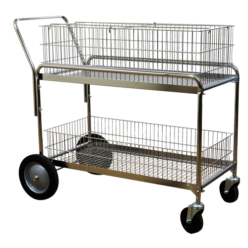 Chariot de bureau en treillis m&eacute;tallique pour le courrier, 250 lb Capacit&eacute;, Chrome, 23-3/4" p x 43" la x 38-1/2" h, Chrom&eacute; EastCoast Offshore Supplies