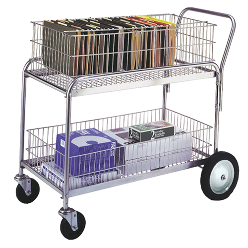 Chariot de bureau en treillis m&eacute;tallique pour le courrier, 250 lb Capacit&eacute;, Chrome, 23-3/4" p x 43" la x 38-1/2" h, Chrom&eacute; EastCoast Offshore Supplies