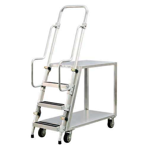 Aluminum Stock Picking Ladder Cart, Aluminum, 22" W x 51-1/2" D, 2 Shelves, 800 lbs. Capacity EastCoast Offshore Supplies