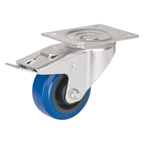 Blue Caster, Swivel with Brake, 3" (76 mm), Rubber, 285 lbs. (129 kg.) EastCoast Offshore Supplies
