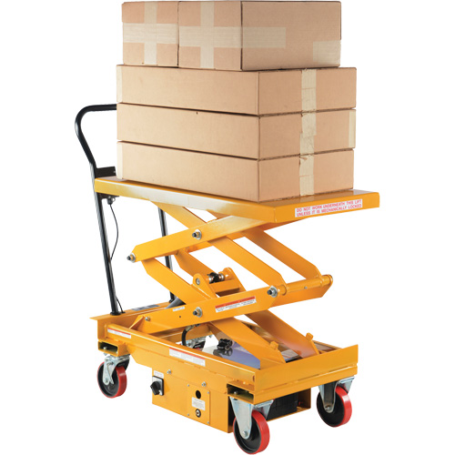 DC Powered Hydraulic Scissor Lift Elevating Cart, Steel, 39-3/4" L x 20-1/2" W, 1000 lbs. Capacity EastCoast Offshore Supplies