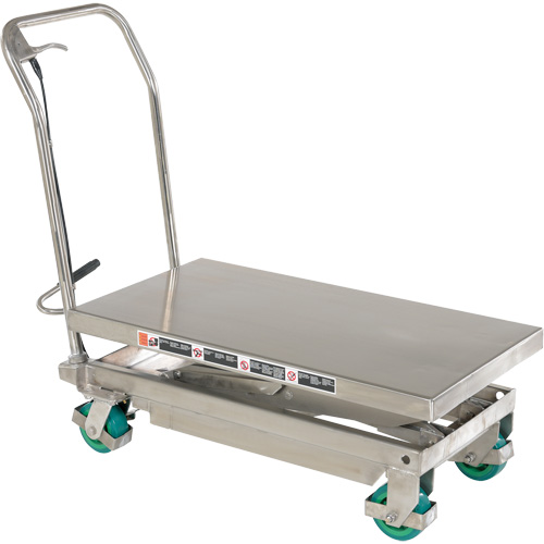 Manual Hydraulic Scissor Lift Table, 36-1/4" L x 19-3/8" W, Stainless Steel, 600 lbs. Capacity EastCoast Offshore Supplies