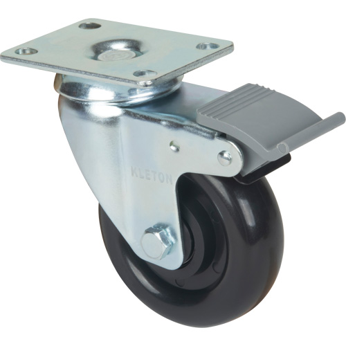 Caster, Swivel with Brake, 4" (101.6 mm), Polyolefin, 250 lbs. (113.4 kg) EastCoast Offshore Supplies