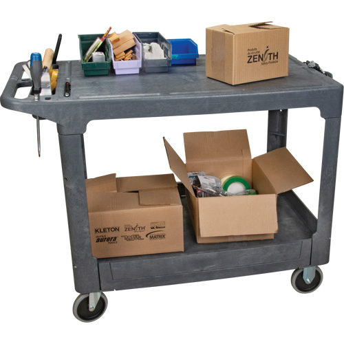Flat-Shelf Utility Service Cart, 2 Tiers, 25-1/4" x 32-1/4" x 44", 550 lbs. Capacity EastCoast Offshore Supplies