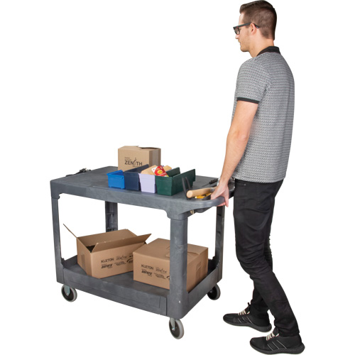 Flat-Shelf Utility Service Cart, 2 Tiers, 25-1/4" x 32-1/4" x 44", 550 lbs. Capacity EastCoast Offshore Supplies