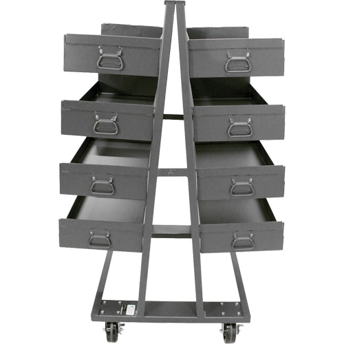 Double-Sided Heavy Duty A-Frame Cart with 8 Large Lipped Trays, 38" x 30" x 63", 2500 lbs. Capacity EastCoast Offshore Supplies