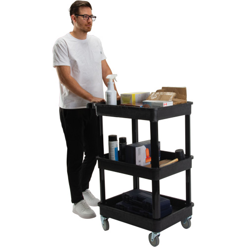 Utility Cart with Deep Lip Shelf, 3 Tiers, 19" x 39-1/2" x 28-1/4", 330 lbs. Capacity EastCoast Offshore Supplies