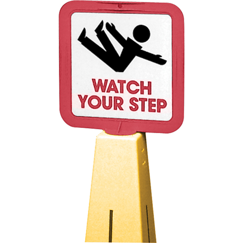 "Watch Your Step" Traffic Cone Message Label, Adhesive, English with Pictogram EastCoast Offshore Supplies