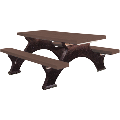 Tables de pique-nique en plastique recycl&eacute;, 6' lo x 62-1/4" la, Brun EastCoast Offshore Supplies