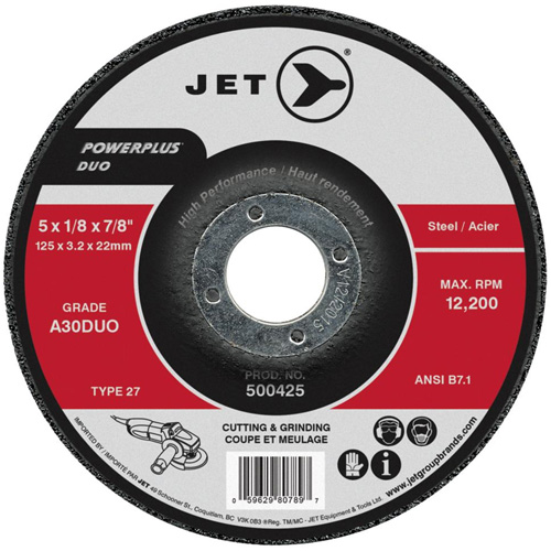 Meule/disque de coupe POWERPLUS DUO, 4" x 1/8", Arbre de 5/8", Type 27, Grain de A30DUO EastCoast Offshore Supplies