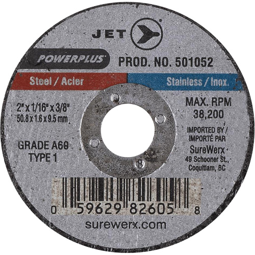 Meule &agrave; tronçonner POWERPLUS, 2" x 1/16", Arbre de 3/8", Type 1, 38 200 Tr/min EastCoast Offshore Supplies