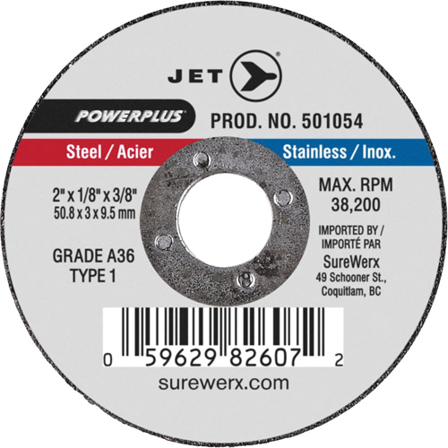 Meule &agrave; tronçonner POWERPLUS A36, 2" x 1/8", Arbre de 3/8", Type 1, 38 200 Tr/min EastCoast Offshore Supplies