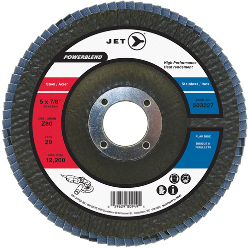 POWERBLEND Flap Disc, 5" x 7/8", Type 29, Z80 Grit, Zirconia Alumina EastCoast Offshore Supplies