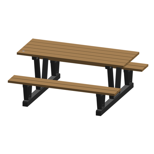 Recycled Plastic Outdoor Picnic Tables, 72" L x 60-5/16" W, Redwood EastCoast Offshore Supplies