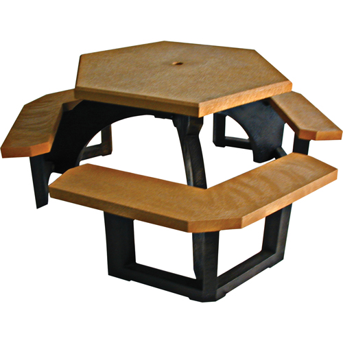 Tables de pique-nique hexagonales en plastique recycl&eacute;, 78" lo x 78" la, C&egrave;dre EastCoast Offshore Supplies