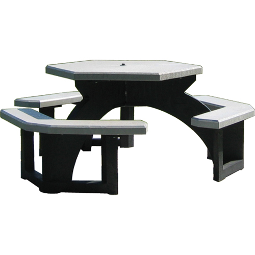 Tables de pique-nique hexagonales en plastique recycl&eacute;, 78" lo x 78" la, Gris EastCoast Offshore Supplies