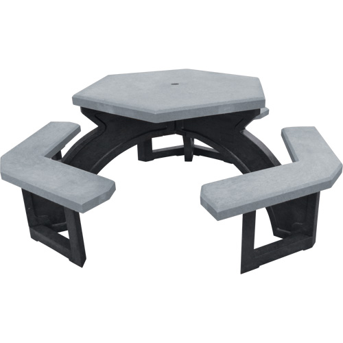 Tables de pique-nique hexagonales en plastique recycl&eacute;, 78" lo x 78" la, Gris EastCoast Offshore Supplies