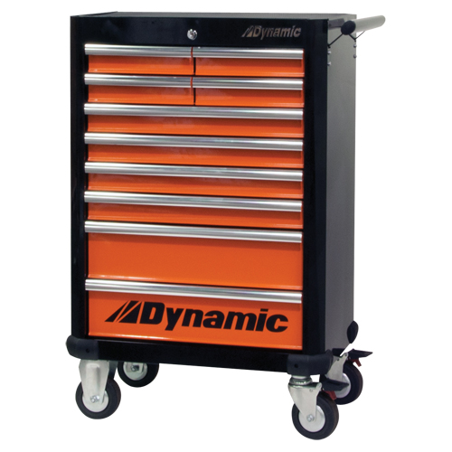 Armoire &agrave; outils mobile, 10 tiroirs, 28" la x 18" p x 43-1/4" h, Noir/Orange EastCoast Offshore Supplies