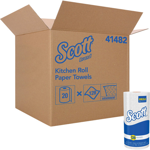 Scott&reg; Kitchen Roll Towels, 1 Ply, 128 Sheets/Roll, 11" W, 8.78" L EastCoast Offshore Supplies