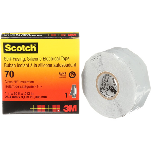 Ruban isolant en caoutchouc de silicone autofusionnant Scotch, 25,4 mm (1") x 9 m (30'), Gris, 12 mils EastCoast Offshore Supplies