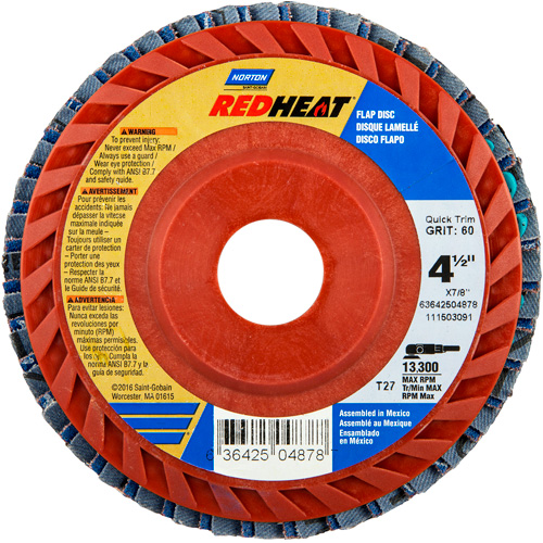 Disques &agrave; lamelles en plastique Red Heat, 4-1/2" x 7/8", Type 27, Grain 40, C&eacute;ramique d'alumine EastCoast Offshore Supplies