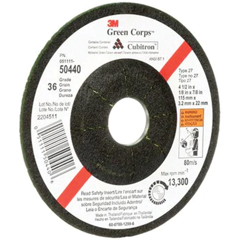 Green Corps Flexible Grinding Wheel, 4-1/2" x 1/8", 7/8" Arbor, Ceramic, Type 27 EastCoast Offshore Supplies