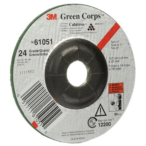 Green Corps Flexible Grinding Wheel, 5" x 1/4", 7/8" Arbor, Ceramic, Type 1 EastCoast Offshore Supplies