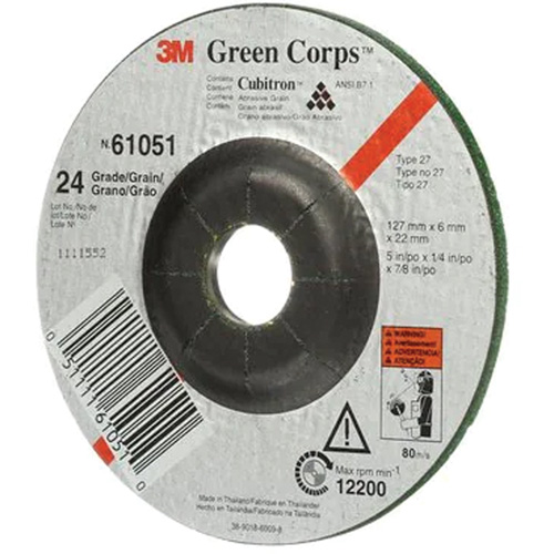 Green Corps Flexible Grinding Wheel, 5" x 1/4", 7/8" Arbor, Ceramic, Type 1 EastCoast Offshore Supplies